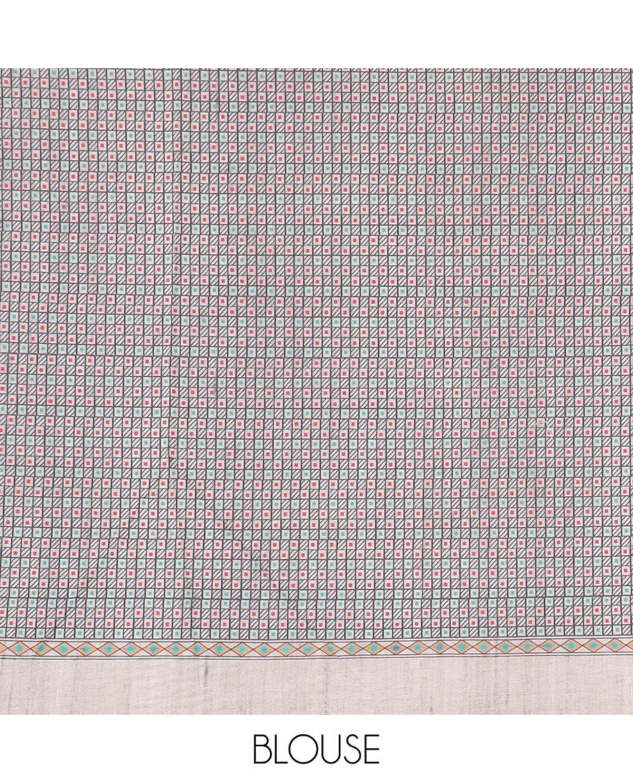 Orange semi-banaras tussar saree with contrast wedding design border & floral , wedding design pallu