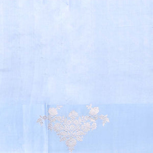 Blue floral buttas raw mango silk saree with self floral border & jaal zari design pallu