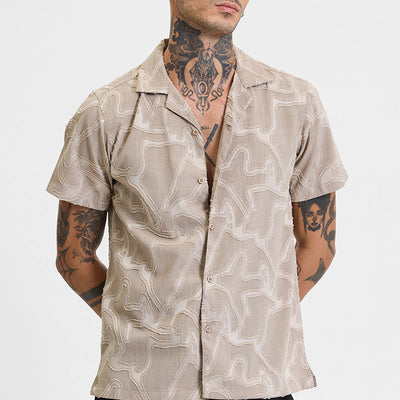 Beige Abstract Box Fit Shirt