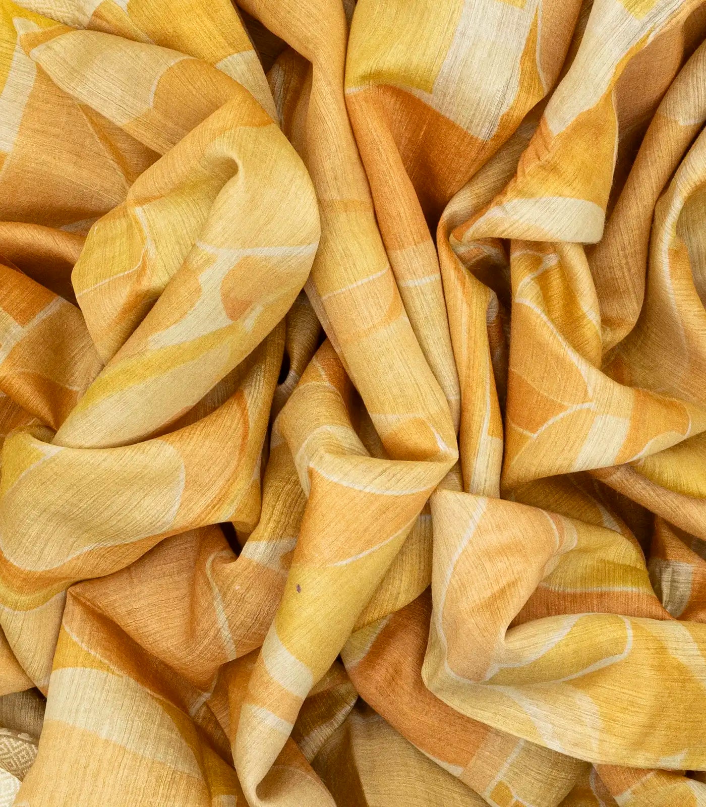 Yellow Handloom Tussar Silk Saree Printed With Geometric Motifs