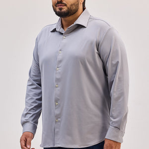 Grey Regular Fit Stretch Shirt