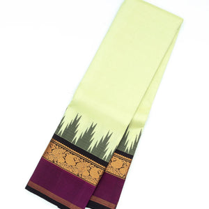 Mint Green Handloom Kanchipuram Korvai Silk Saree With Black Border