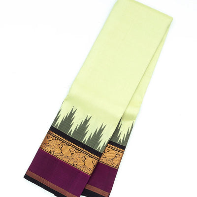 Mint Green Handloom Kanchipuram Korvai Silk Saree With Black Border