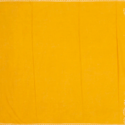 Mustard Woven Jaipur Cotton Saree Printed With Flower Motifs