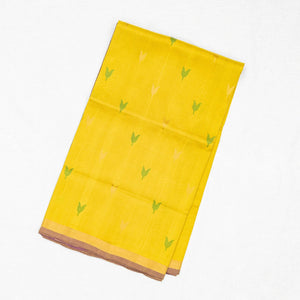 Lemon Yellow Handloom Uppada Silk Saree With Floral Buttas
