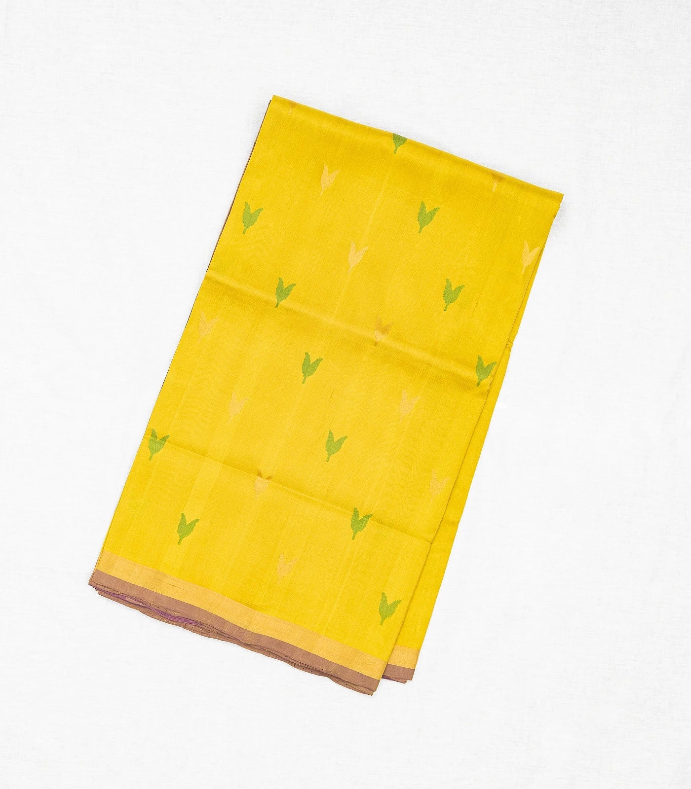 Lemon Yellow Handloom Uppada Silk Saree With Floral Buttas