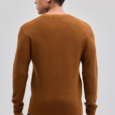 Brown Fisherman Knit Sweater