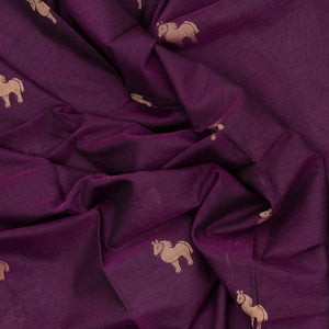 Magenta Handloom Bengal Cotton Saree With Horse Buttas