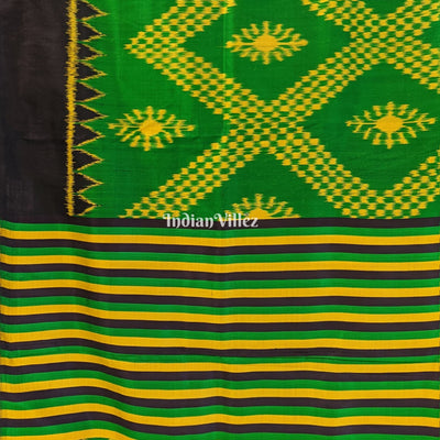 Green Contemporary Odisha Ikat Tarabali Silk Saree