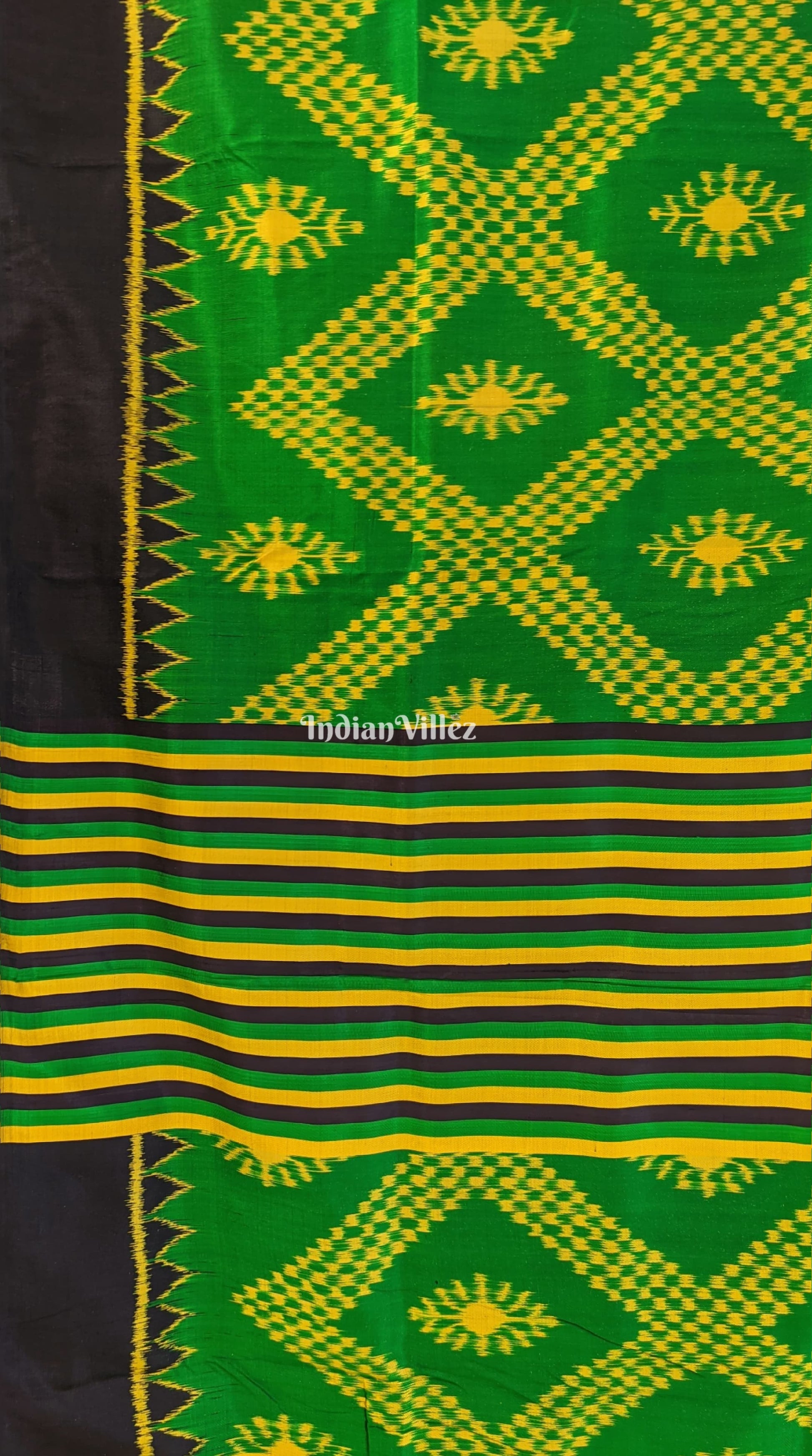 Green Contemporary Odisha Ikat Tarabali Silk Saree
