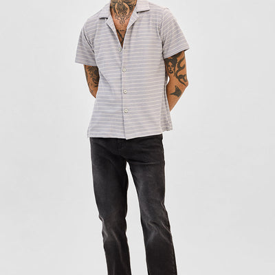 Cream Box Fit Stripes Shirt