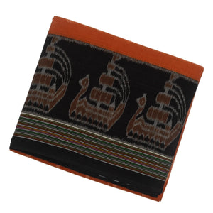 Rust Handloom Orissa Cotton Saree With Contrast Black Border