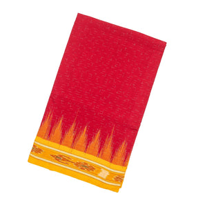 Red Handloom Orissa Cotton Saree With Yellow Border