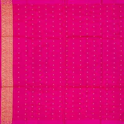 Rust Handloom Banarasi Silk Saree With Floral Buttas
