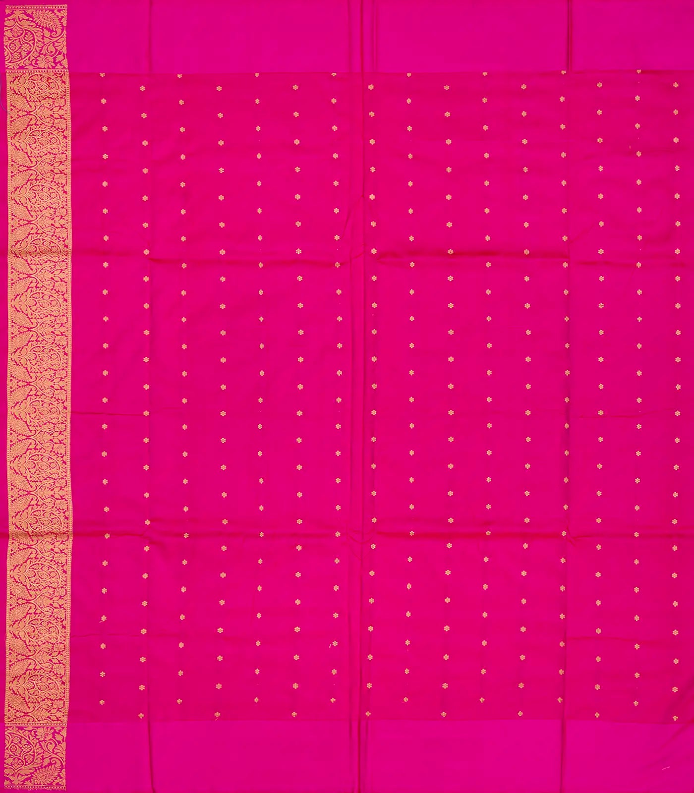 Rust Handloom Banarasi Silk Saree With Floral Buttas