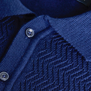 Navy Knitted Polo T-Shirt