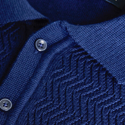 Navy Knitted Polo T-Shirt