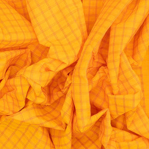 Yellow Handloom Kanchi Cotton Saree With Checks