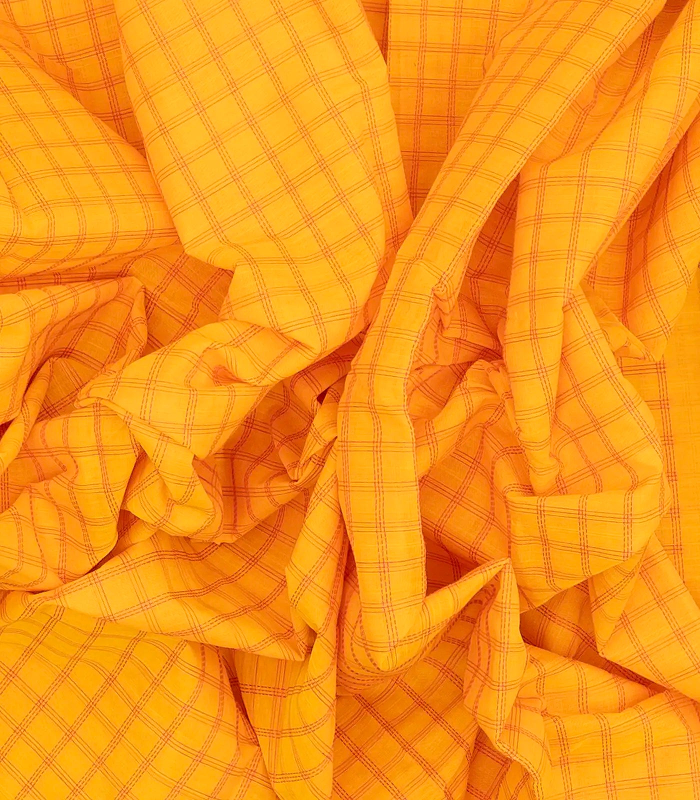 Yellow Handloom Kanchi Cotton Saree With Checks