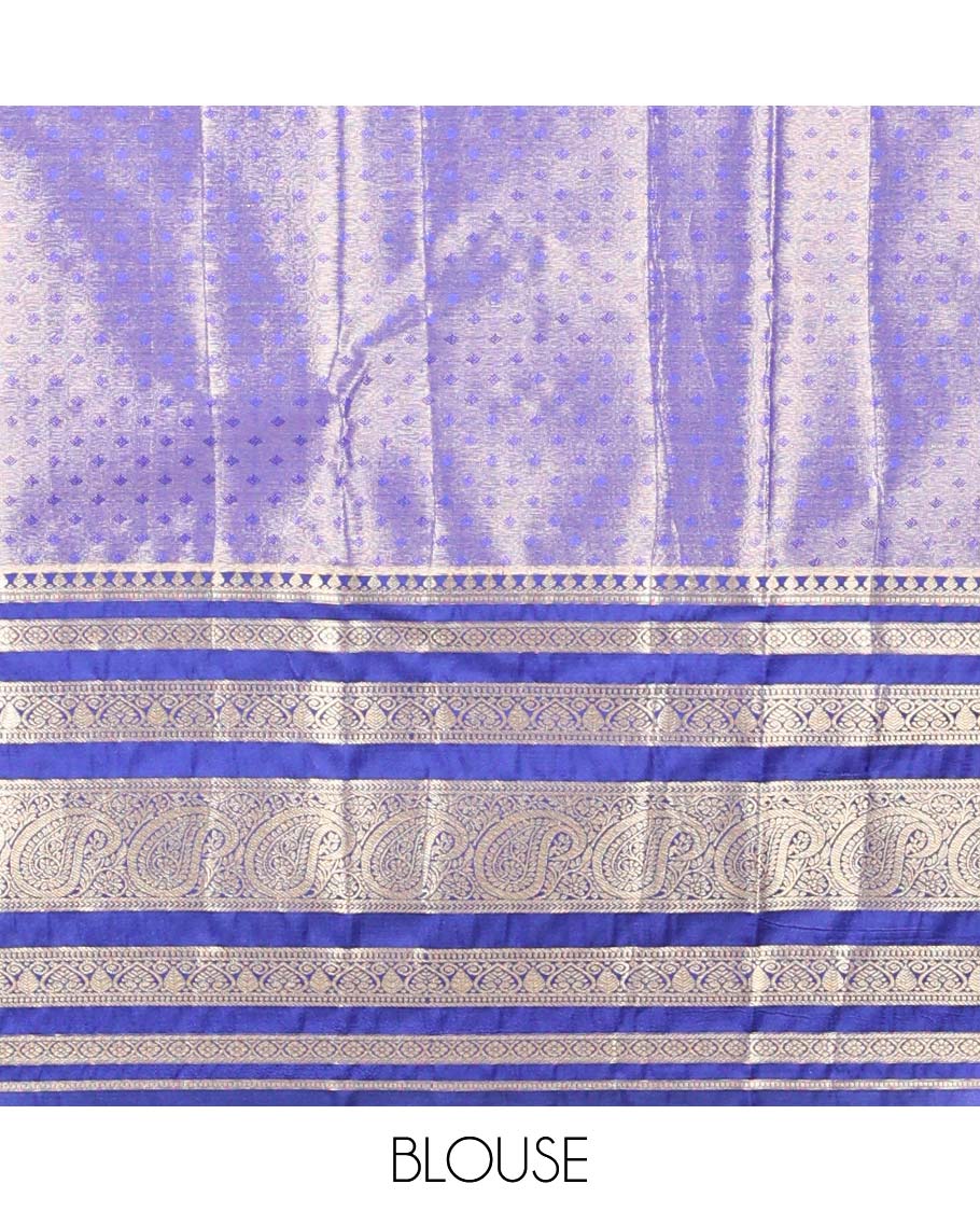 Cream Semi banaras tissue saree with contrast traditional zari border & pallu of intricate design