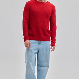 Red Fisherman Knit Sweater
