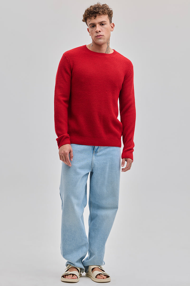 Red Fisherman Knit Sweater
