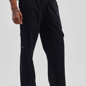 Black Relaxed Fit Parachute Pants