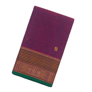 Purple Handloom Kanchi Cotton Saree With Annam Buttas