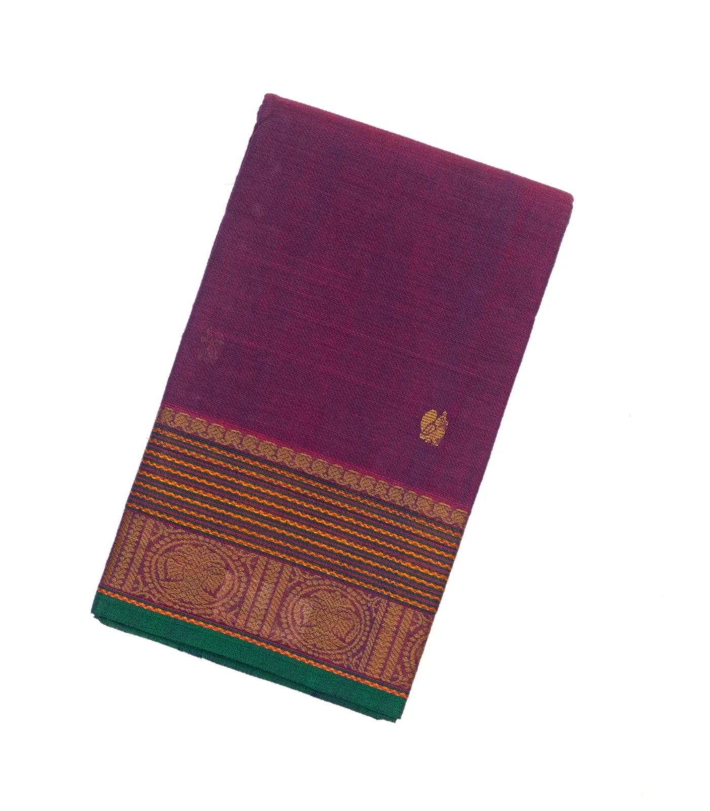 Purple Handloom Kanchi Cotton Saree With Annam Buttas
