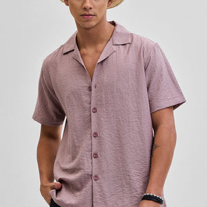 Mauve Box Fit Linen Blend Shirt
