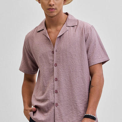 Mauve Box Fit Linen Blend Shirt