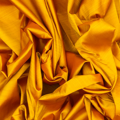 Mustard Handloom Kanchipuram Korvai Silk Saree With Green Border