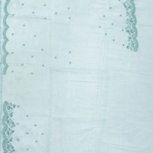 Turquoise Woven Blended Viscose Saree With Embroidered Floral Motifs