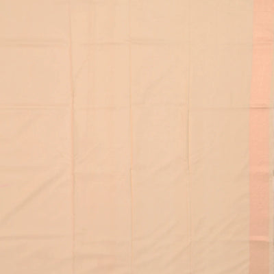 Beige Handloom Banarasi Silk Saree With Floral Motifs