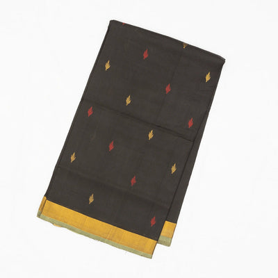 Black Handloom Uppada Silk Saree With Floral Buttas & Zari Border