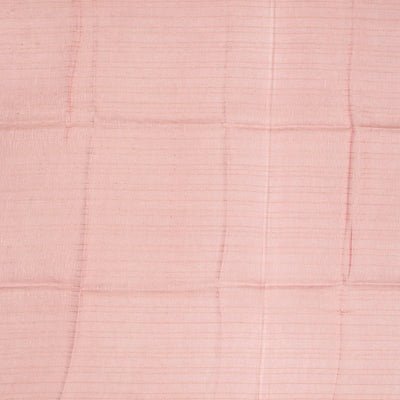 Baby Pink Handwoven Linen Saree Printed With Flower Motifs