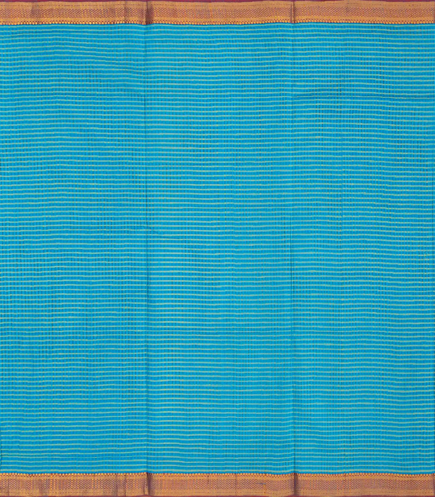 Sky Blue Mangalagiri Cotton Saree With Stripes & Contrast Border