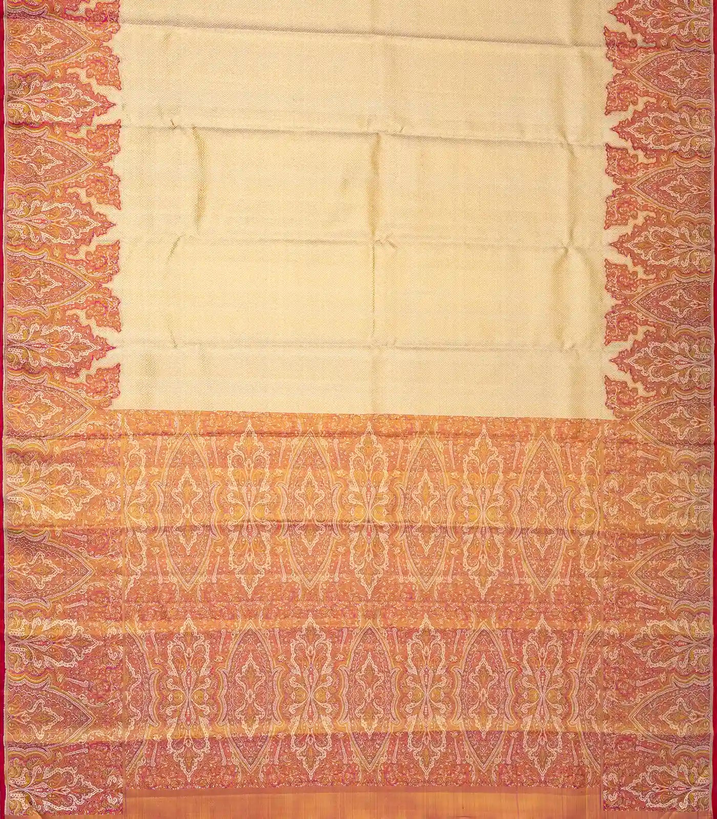 Gold Handloom Kanchipuram Tissue Silk Saree With Meena Floral Border