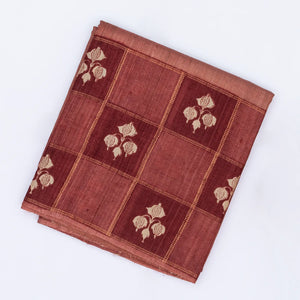 Chesnutt Pink Handloom Tussar Silk Saree With Stripes & Floral Motifs in Border