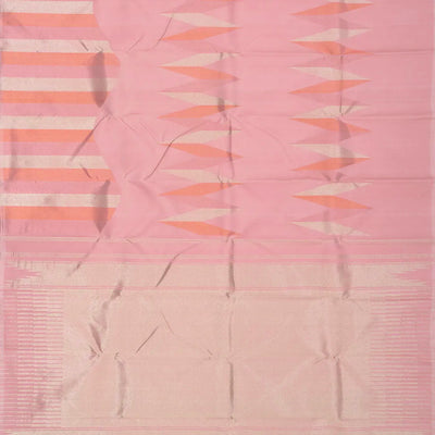 Dusty Pink Handloom Kanchipuram Silk Saree With Triangle Motifs