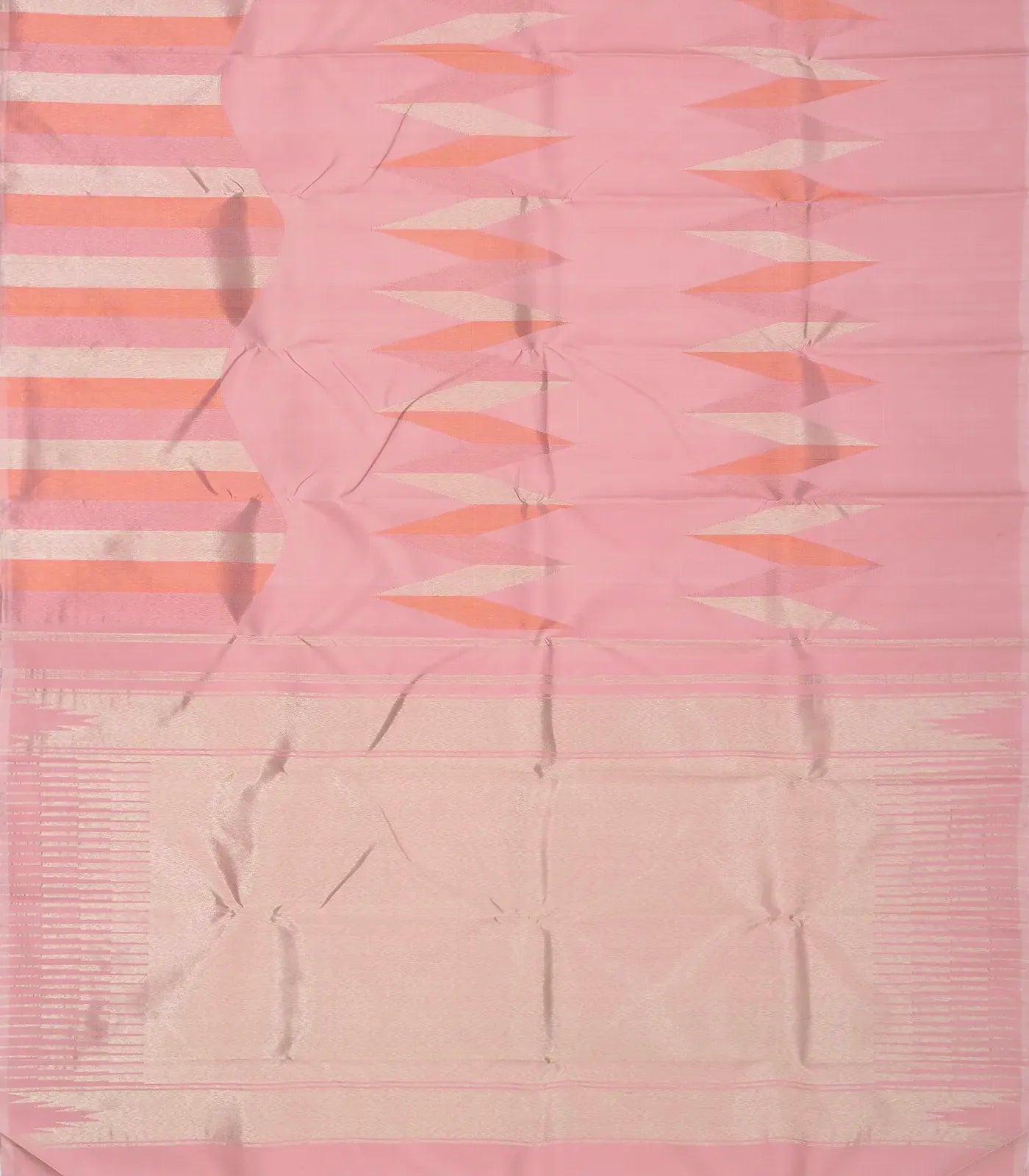 Dusty Pink Handloom Kanchipuram Silk Saree With Triangle Motifs