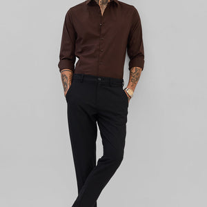 Dark Brown Stretchable Slim Fit Shirt