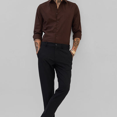 Dark Brown Stretchable Slim Fit Shirt