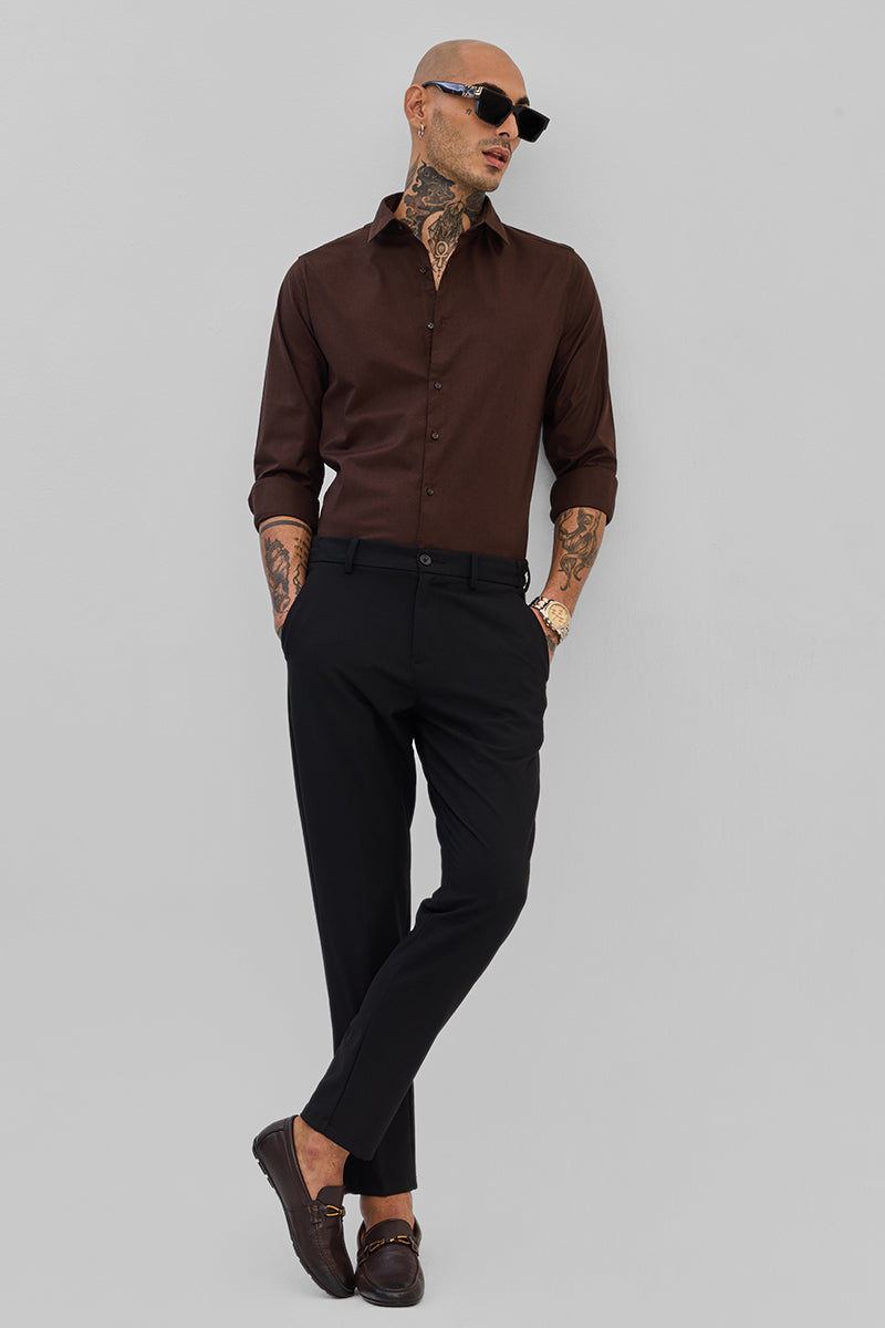 Dark Brown Stretchable Slim Fit Shirt