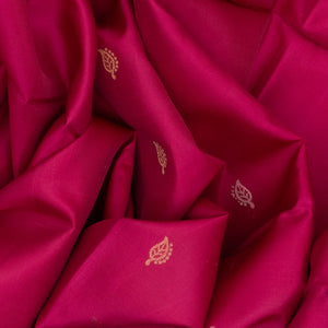 Pink Handloom Soft Silk Saree With Floral Buttas & Blue Pallu