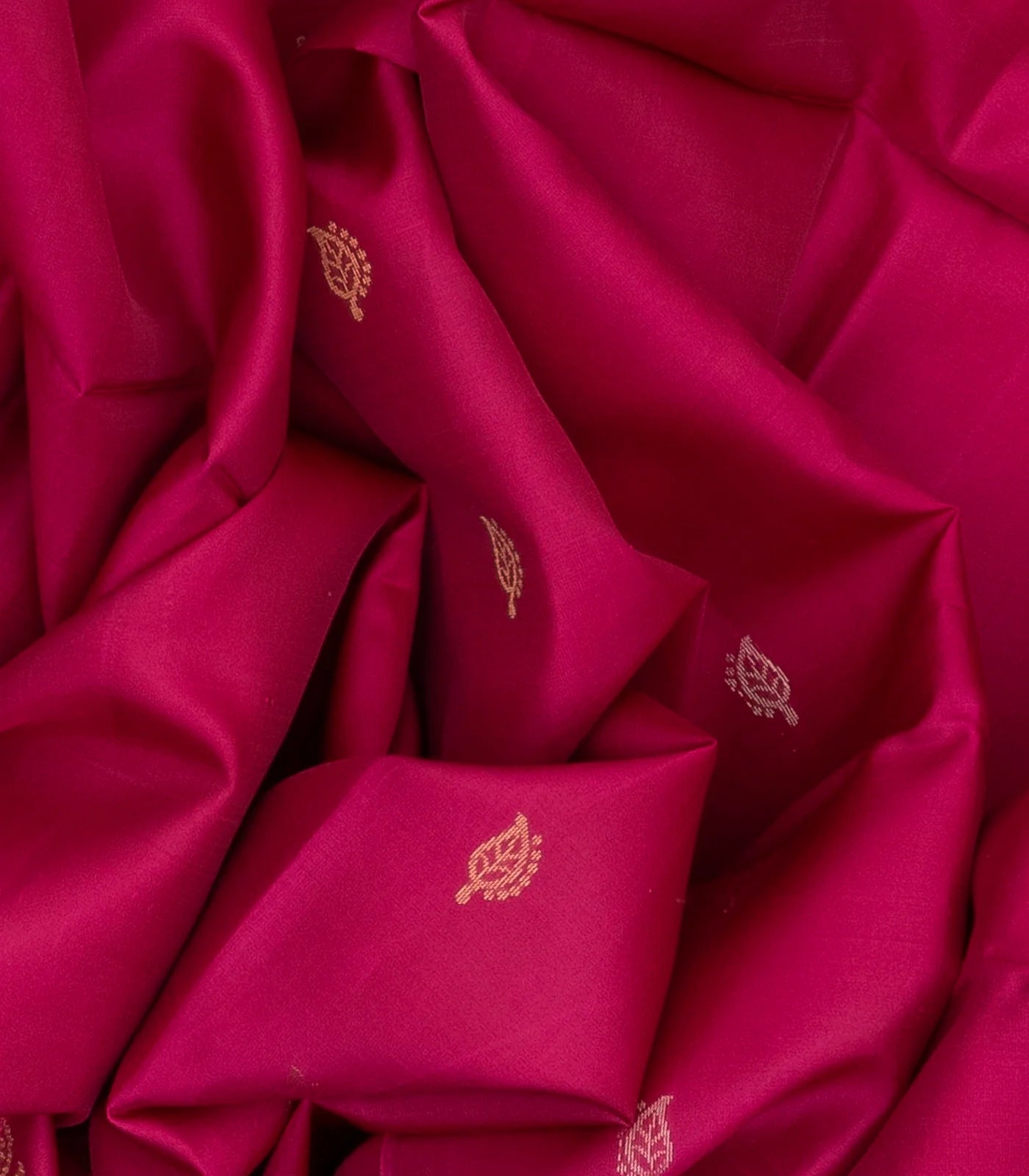 Pink Handloom Soft Silk Saree With Floral Buttas & Blue Pallu