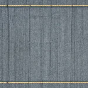 Dark Grey Handloom Kanchi Cotton Saree With Zari Stripes