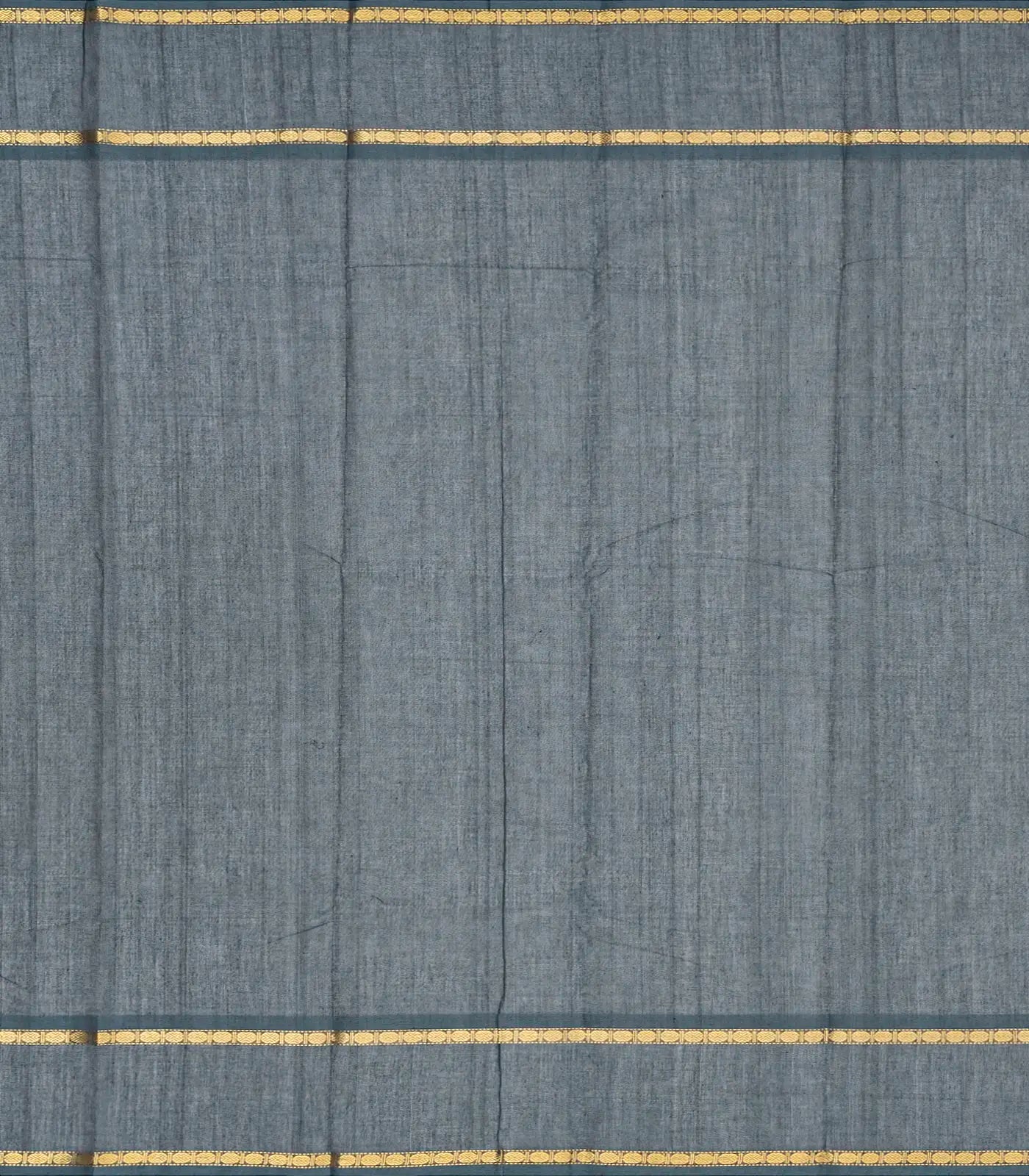 Dark Grey Handloom Kanchi Cotton Saree With Zari Stripes