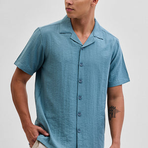 Light Blue Box Fit Linen Blend Shirt