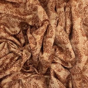 Sandal Woven Chanderi Cotton Saree With Printed Floral Motifs